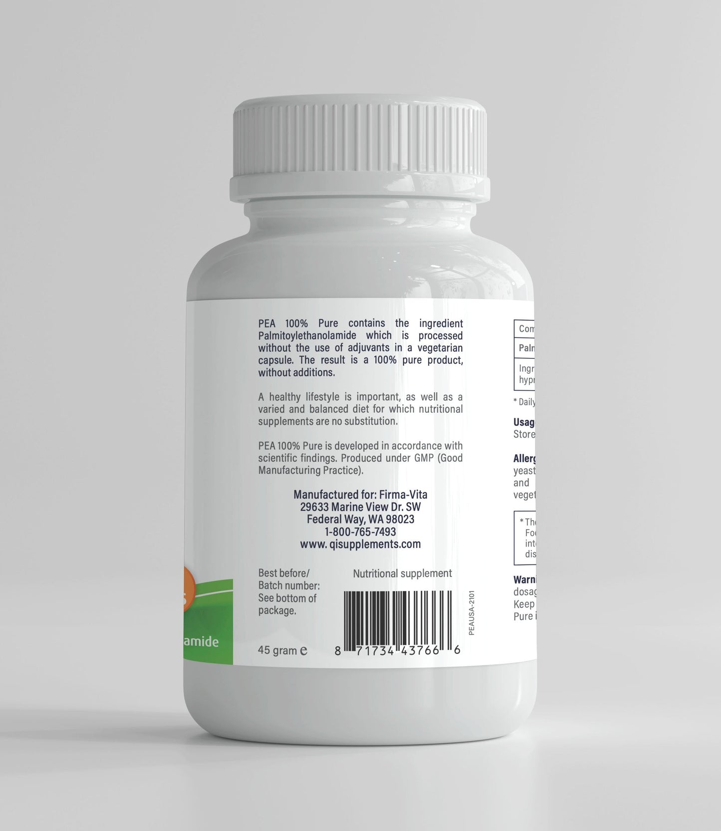 PEA for pain - Palmitoylethanolamide 400mg 90 capsules by Firma Vita