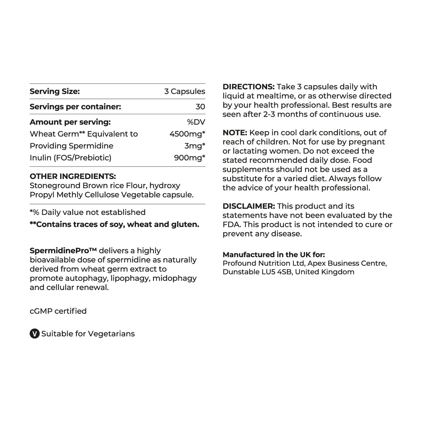SpermidinePurePro™ – High Strength 3mg Spermidine-rich Wheat Germ Extract (SpermidinePro)