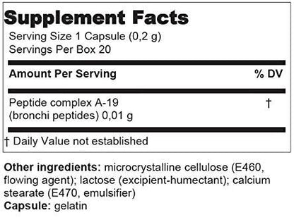 Taxorest® - A-19 Lung Peptide Bioregulator - 20 Capsules