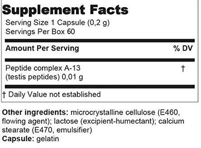 Testoluten A-13 Testes Peptide Bioregulator - 60 Capsules